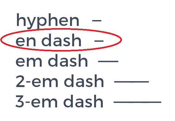 En Dash Copy Paste